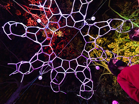 looking up at the sculpture