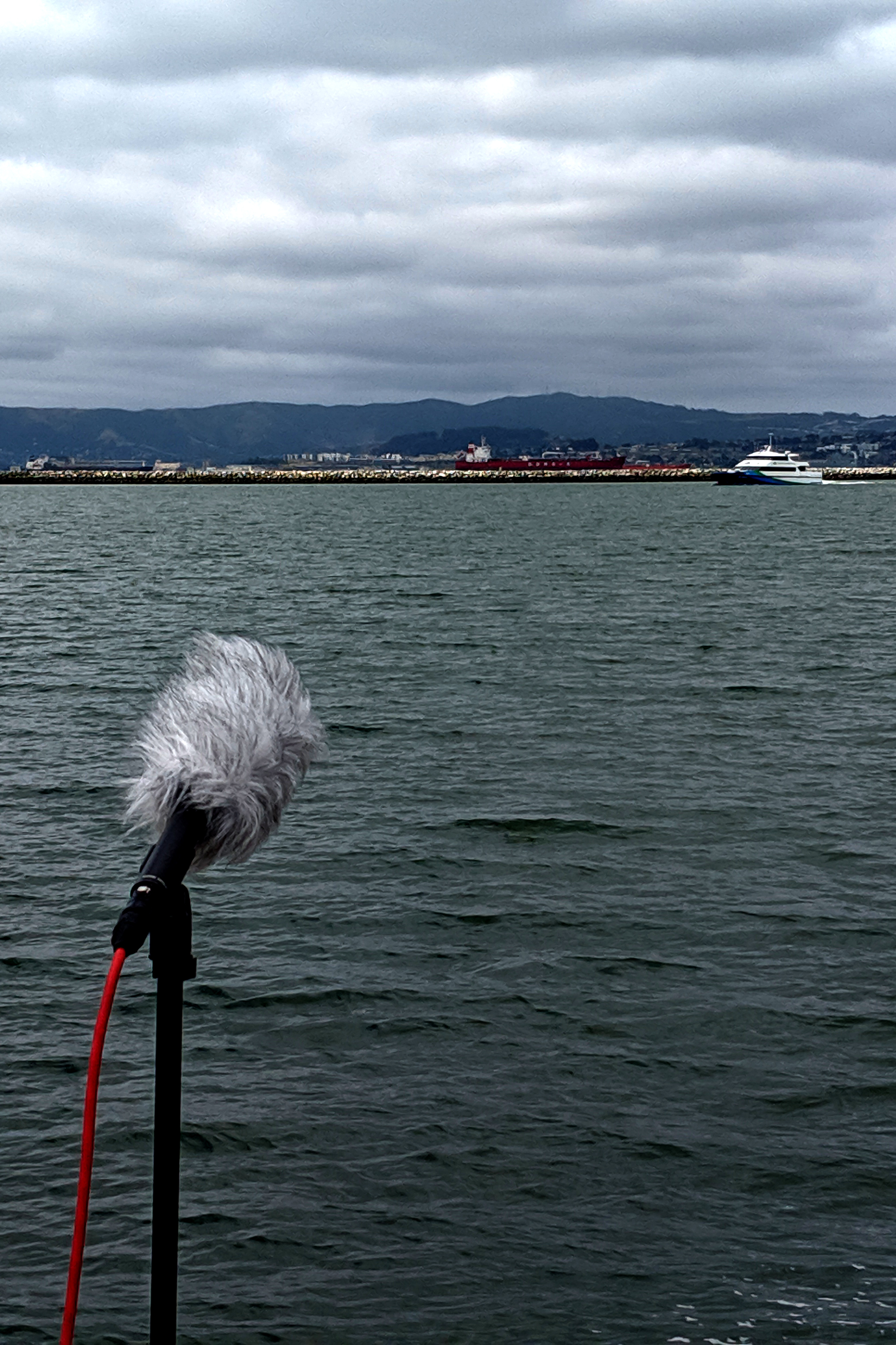 A shotgun microphone hooked up to the panel